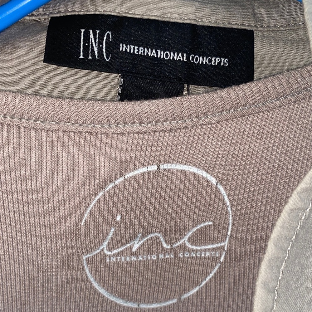 INC International Concepts Taupe Embellished Tank with Matching Taupe Jacket - Picture 2 of 10